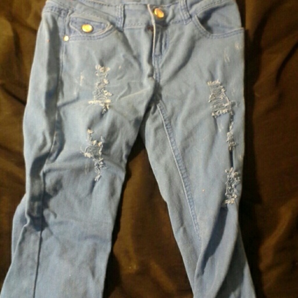 Ripped blue capris