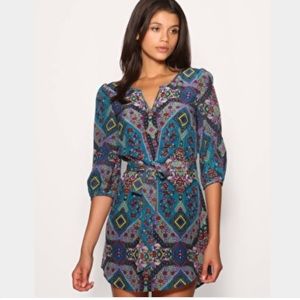 Warehouse mosaic tile print vacation silk dress
