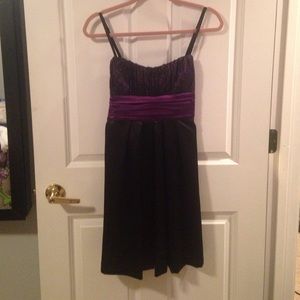 Black and purple knee length formal dress