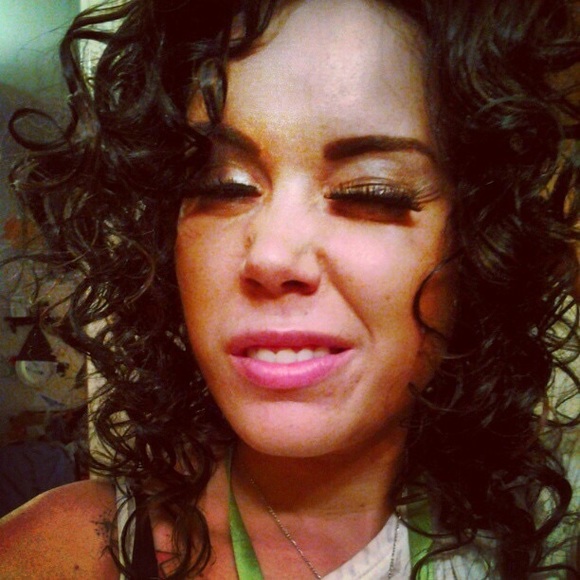 Curly brown with A few highlights lace front  wig