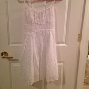 White eyelet knee dress