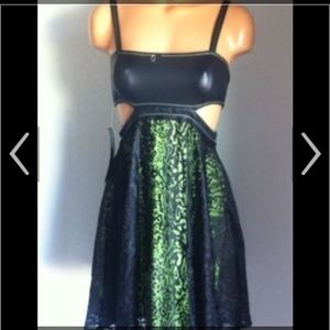 Bebe black leatherette lace dress