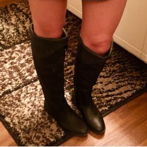 Black Leather Knee-High Boots