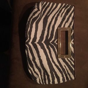 Michael Kors clutch brown and white zebra print