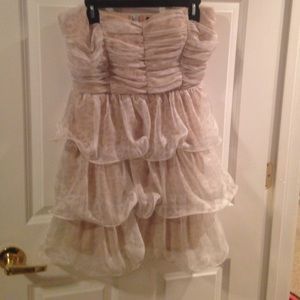 Tan and cream mid thigh semi formal dress