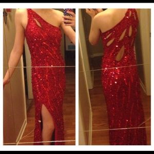Red, sequin formal dress