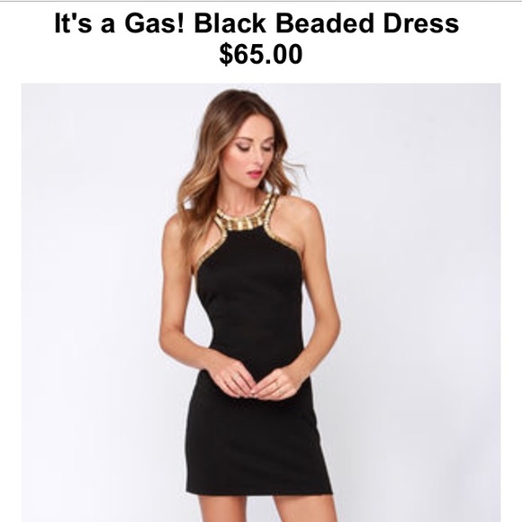 Gold beaded black dress bought on Lulus.com