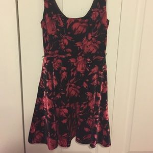 Red rose print dress