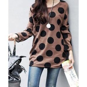 Polka dot print tunic sweater NEW