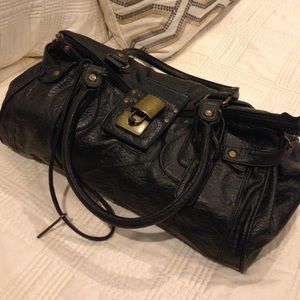 Black faux, leather handbag