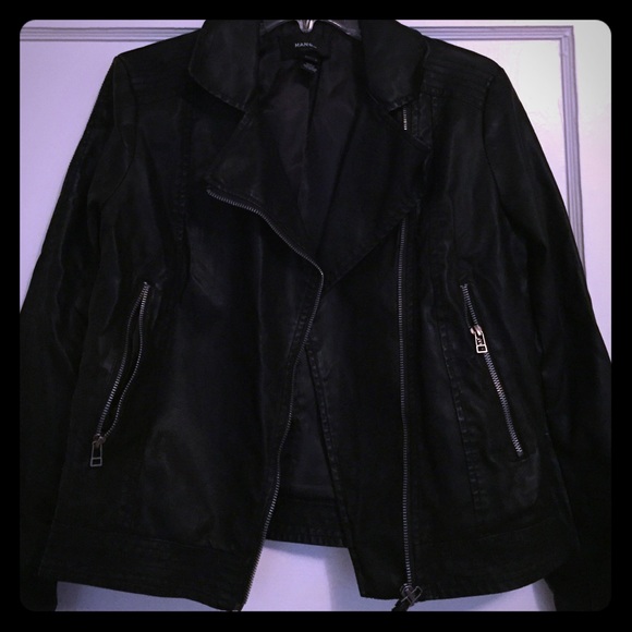 Black leather 'motorcycle' style jacket