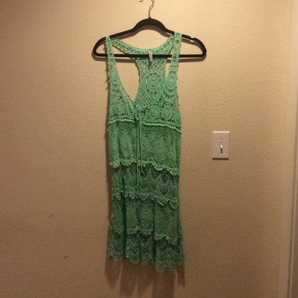 Crocheted mint green  dress
