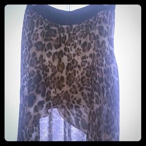 Leopard Print Hi Low Skirt