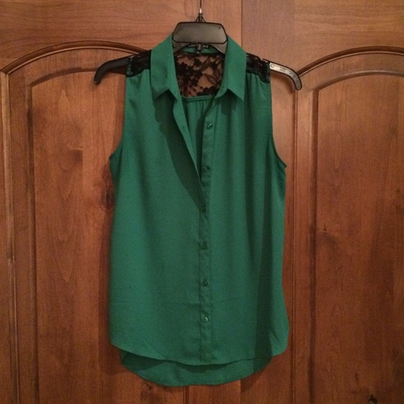 Express Portofino Sleeveless Green Top