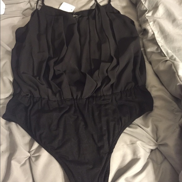 Black spaghetti strap poly blend blouse bodysuit