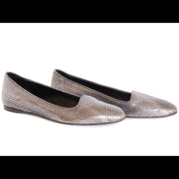 DELMAN Sirri Gunmetal Silver Smoky Leather Flats