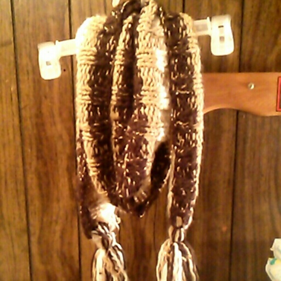 White/Light Brown/Dark brown Long Scarf