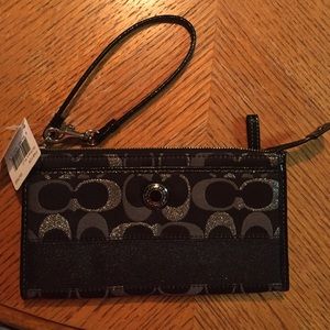 Coach black multi wristlet