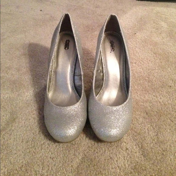 Silver Sparkle wedge heels