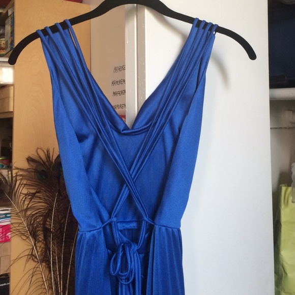 Vintage Blue LONG backless vintage dress - Picture 3 of 3