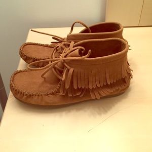 Light brown moccasin booties