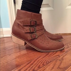 Tan AE Buckle Booties