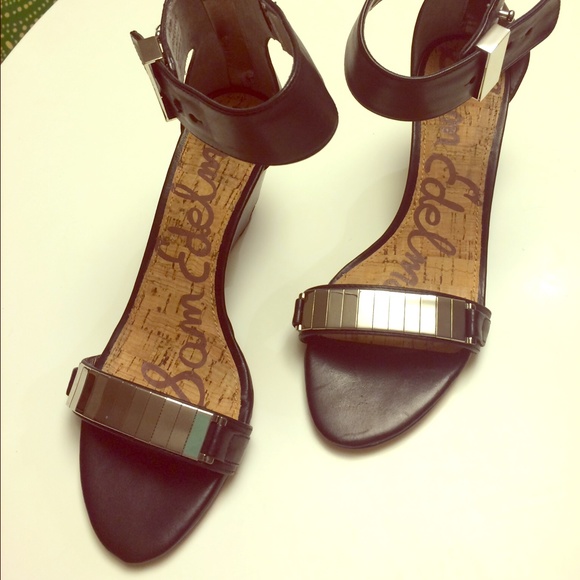 Sam Edelman Serena Wedge Sandals, Black/Silver