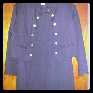 2 pc dress sharp top military buttons black