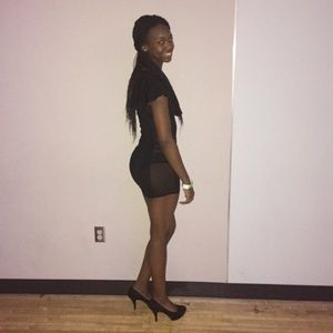 Black body con dress with ruffles