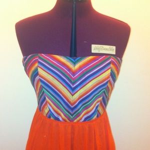Orange floor length tube dress