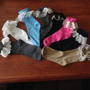 Ruffle lace long combat boot socks