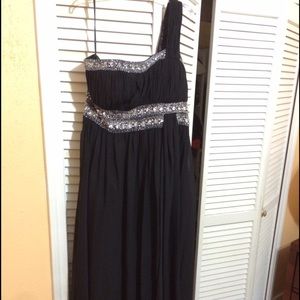 Long black and silver prom/formal dress!