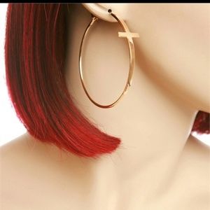 Cross Hoop Earring