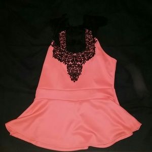 Orange & Black Peplum Top