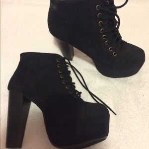 Black thick heel booties