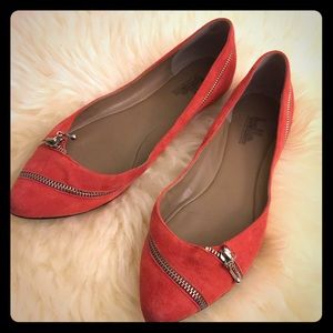 Belle by Sigerson Morrison Orange Zipper Flats 8.5