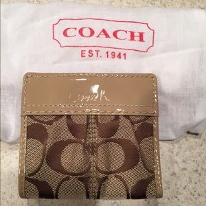 NWT Authentic Coach "C" fabric small wallet