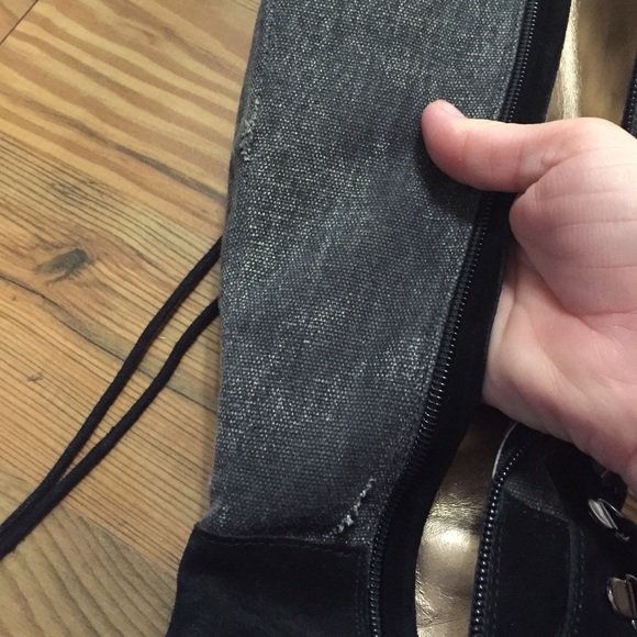 Vintage lace up suede and denim boots - Picture 4 of 4