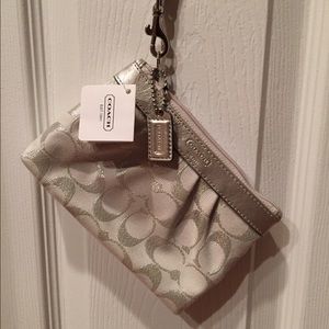 NWT Authentic Coach "C" fabric small wristlet