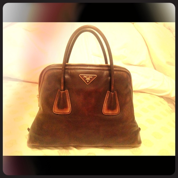 Prada Vintage Calf Top Handle Bag, coffee color