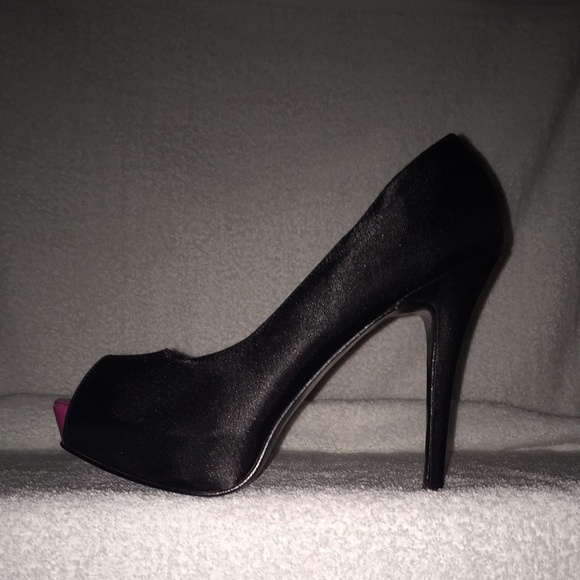 Black Satin Stilettos