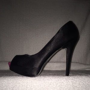 Black Satin Stilettos