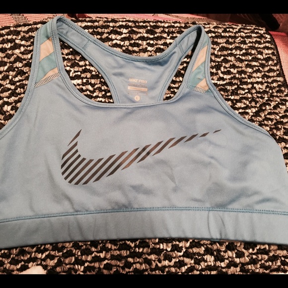 Nike blue and gray dri fit sports bra
