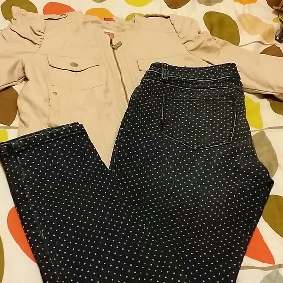 Polka dot skinny jeans
