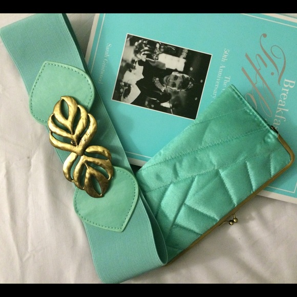 Turquoise waist belt and matching wallet/clutch