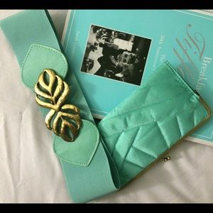 Turquoise waist belt and matching wallet/clutch