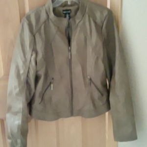 WetSeal Taupe Leather-like Crop Moto Style Jacket!