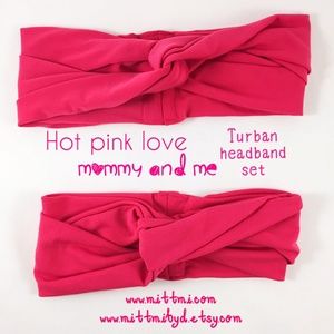 Hot Pink Mommy and Me Turban Set