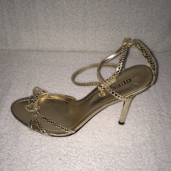 Guess Strappy Gold Stilettos