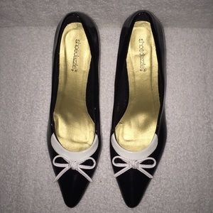 Black and white heels